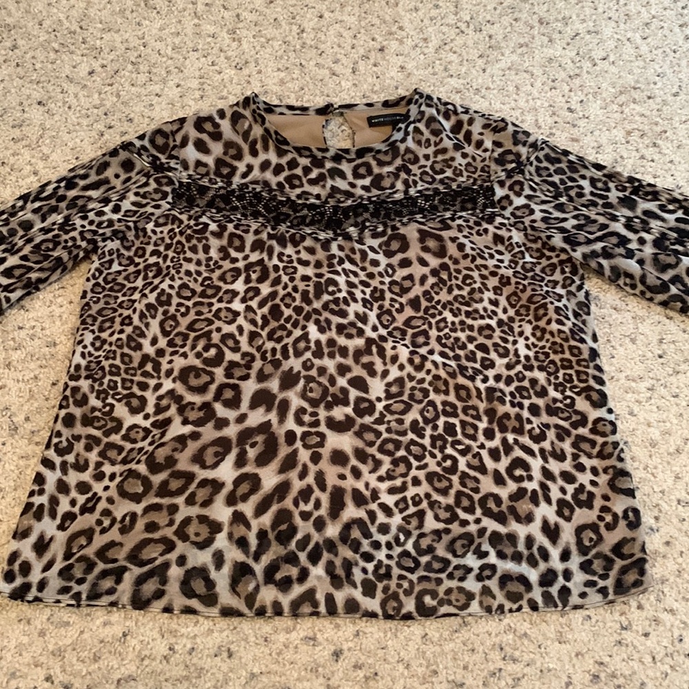 White House Black Market Leopard Print Blouse